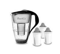 PearlCo - Carafe avec filtre à eau en verre - noir - 3 cartouches Protect+ classic incluse (compatible avec Brita Classic)