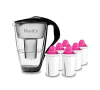 PearlCo - Carafe avec filtre à eau en verre - noir - 6 cartouches AquaMag classic incluse (compatible avec Brita Classic)
