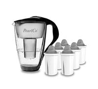 PearlCo - Carafe avec filtre à eau en verre - noir - 6 cartouches Protect+ classic incluse (compatible avec Brita Classic)