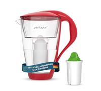 PearlCo - Carafe avec filtre à eau en verre - rouge - 1 cartouche Alkaline classic incluse (compatible avec Brita Classic)