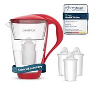 PearlCo - Carafe avec filtre à eau en verre - rouge - 3 cartouches Universal classic incluse (compatible avec Brita Classic)