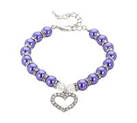 Pearls And Diamonds Chaîne réglable pour chien et chat avec diamant Flash pour chien adulte de petite race senior (violet, M)