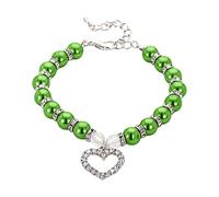 Pearls And Diamonds Chaîne réglable pour chien et chat avec diamant Flash pour chien adulte de petite race senior (vert, L)