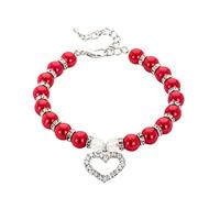 Pearls And Diamonds Chaîne réglable pour chien et chat avec diamant Flash pour chien adulte de petite race senior (rouge, L)