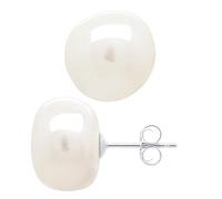 PEARLS & COLORS - Boucles d'Oreilles - Véritables Perles d'Eau Douce Baroques 12-13 mm - Coloris Blanc Naturel - Argent 925 - Bijou Femme
