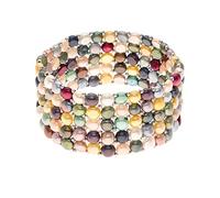 PEARLS & COLORS - Bracelet 5 Rangs Véritables Perles de Culture d'Eau Douce Rondes 3-4 mm - Qualité AAA+ - Taille Adaptable - Bijou Femme