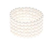 PEARLS & COLORS - Bracelet 5 Rangs Véritables Perles de Culture d'Eau Douce Rondes 3-4 mm - Qualité AAA+ - Taille Adaptable - Bijou Femme