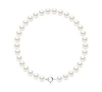 PEARLS & COLORS - Bracelet de Véritables Perles de Culture d'Eau Douce Semi-Baroques - Blanc Naturel - Qualité AAA+ - Fermoir Anneau Ressort - Argent 925 - Bijou Femme