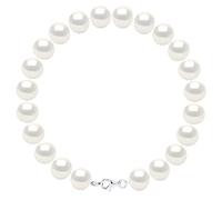 PEARLS & COLORS - Bracelet de Véritables Perles de Culture d'Eau Douce Semi-Baroques - Blanc Naturel - Qualité AAA+ - FERMOIR MOUSQUETON - Argent 925 - Bijou Femme
