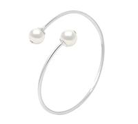 PEARLS & COLORS - Bracelet DUO Véritables Perles de Culture d'Eau Douce Rondes 9-10 mm - Qualité AAA+ - Argent 925 - Jonc Indéformable - Bijou Femme …