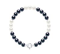 PEARLS & COLORS - Bracelet Rang de Véritables Perles de Culture d'Eau Douce Rondes 6-7 mm - Coloris Alternés - Disponible en Or Jaune & Or Blanc - Bijou Femme