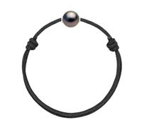 PEARLS & COLORS - Bracelet Véritable Perle de Culture de Tahiti Ronde 10-11 mm - Qualité A+ - Argent 925 - Bijou Homme Femme