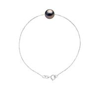 PEARLS & COLORS - Bracelet Véritable Perle de Culture de Tahiti Ronde 8-8.5 mm - Qualité A+ - Maille Forçat - Disponible en Or Jaune et Or Blanc - Bijou Femme