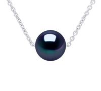 PEARLS & COLORS - Collier Chaîne Perle de Culture d'Eau Douce Ronde - Qualité AAA + - Argent 925 - Bijou Femme
