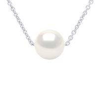 PEARLS & COLORS - Collier Chaîne Perle de Culture d'Eau Douce Ronde - Qualité AAA + - Argent 925 - Bijou Femme