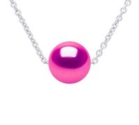 PEARLS & COLORS - Collier Chaîne Perle de Culture d'Eau Douce Ronde - Qualité AAA + - Argent 925 - Bijou Femme