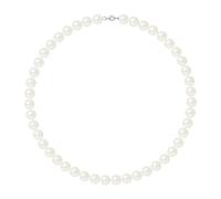 Pearls & Colors - Collier Véritables Perles de Culture d'Eau Douce Rondes 9-10 mm - Qualité AA+ - Colorie Blanc Naturel - Mousqueton Argent 925 Millièmes - Longueur 42 cm - Bijou Femme Classique