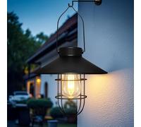 pearlstar Lanternes solaires pour extérieur, lanternes solaires d'extérieur à suspendre avec ampoules LED Edison, 21,6 cm, appliques murales étanches, effet vintage, décoration pour clôture, jardin