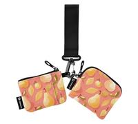 Pears Dusty Rose Lot de 2 porte-monnaie pour femme avec fermeture éclair pour le travail et les voyages, Poires rose poudré, 1 size