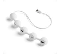 Peas HUB Adaptateur USB C Lexon, Multiport USB avec 2 Ports USB-A et 2 Ports USB-C, Charge et Transfert de Données pour Ordinateur, Tablettes, Smartphones, Protection Anti-Surchauffe - Blanc