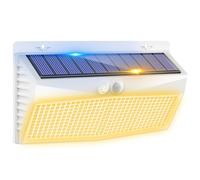 Peasur 368LED Lampe Solaire Exterieur Detecteur de Mouvement Lot de 1, 3 Modes Lumiere Solaire, Étanche Eclairage Solaire pour Mural Jardin Outdoor Garage Cour, Blanc Chaud