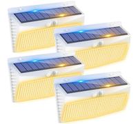 Peasur 368LED Lampe Solaire Exterieur Detecteur de Mouvement Lot de 4, 3 Modes Lumiere Solaire, Étanche Eclairage Solaire pour Mural Jardin Outdoor Garage Cour, Blanc Chaud