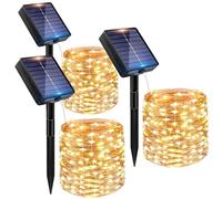 Peasur Lot de 3 guirlandes lumineuses solaires d'extérieur étanches 12 m 120 LED