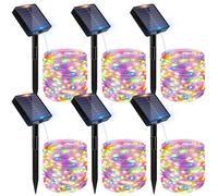Peasur Lot de 6 Guirlande Solaire Exterieur, 6x12M 120 LED Golaire Extérieur IP65 Étanche, 8 Modes Guirlande Lumineuse Exterieure Solaire pour Jardin Terrasse Noël Mariage Fête, Multicolore