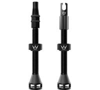 Peaty's Holeshot Fast Flow Valves tubeless - Design Anti-bouchage à Fort débit d’air, Montage Rapide des pneus, Aluminium 7075, Compatibles avec Les Inserts de Jante VTT, 60mm Noir