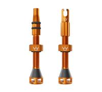 Peaty's Holeshot Fast Flow Valves tubeless - Design Anti-bouchage à Fort débit d’air, Montage Rapide des pneus, Aluminium 7075, Compatibles avec Les Inserts de Jante VTT, 42mm Mangue