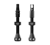 Peaty's Holeshot Fast Flow Valves tubeless - Design Anti-bouchage à Fort débit d’air, Montage Rapide des pneus, Aluminium 7075, Compatibles avec Les Inserts de Jante VTT, 42mm Noir