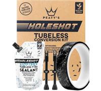 Peaty's Holeshot Kit de Conversion Tubeless - Route et Gravier, Fond de Jante 21 mm, Valves 60 mm et Produit d'ÉtanchéITÉ Biofibre Vélo, Jante et Protection Anti-Crevaison Vélo