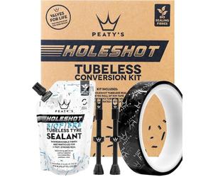 Peaty's Holeshot Kit de Conversion Tubeless - Route et Gravier, Fond de Jante 21 mm, Valves 60 mm et Produit d'ÉtanchéITÉ Biofibre Vélo, Jante et Protection Anti-Crevaison Vélo