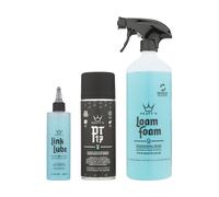 Peaty's Kit de nettoyage vélo 3-en-1 – lubrifiant chaîne, nettoyant frein & spray protecteur