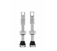 Peaty's x Chris King MK2 Valve Tubeless Presta - Clé à Rayons Intégrée, Bouchon de Retrait du Noyau de Valve, Aluminium 7075, Compatible avec Insert, Accessoire Velo pour Pneu de Vélo - Argent 42 mm