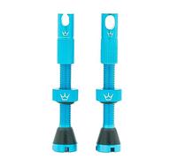 Peaty's x Chris King MK2 Valve Tubeless Presta - Clé à Rayons Intégrée, Bouchon de Retrait du Noyau de Valve, Aluminium 7075, Compatible avec Insert, Accessoire Velo pour Pneu de Vélo - Turquoise 42mm