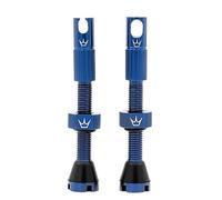 Peaty's x Chris King MK2 Valve Tubeless Presta - Clé à Rayons Intégrée, Bouchon de Retrait du Noyau de Valve, Aluminium 7075, Compatible avec Insert, Accessoire Velo pour Pneu de Vélo - Marine 42 mm