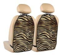 Peau d'animal zèbre Noir et Or Africain sépia,Lot de 2 Tapis de Protection pour siège arrière de Voiture, Organisateur de siège arrière Durable