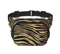 Peau d'animal zèbre Noir et Or Africain sépia,Sac Banane carré Double Couche, Sac de Poitrine