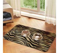 Peau d'animal zèbre Noir et Or Africain sépia,Tapis d'alimentation pour Animaux de Compagnie, Sets de Table en Cuir PU pour Chats et Chiens,30x45cm