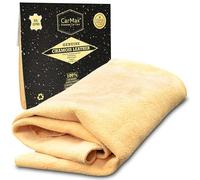 Peau De Chamois Naturelle Qualité Premium Large Carmax - Fabriqué en Europe - Parfait pour Sécher Les Fenêtres, Miroirs, Intérieurs Et Extérieurs, Super Douce Et Hautement Absorbante