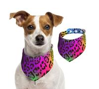 Peau de Jaguar Arc-en-Ciel,Bandanas pour Chien, écharpe en Coton, Bavoirs réglables pour Animaux de Compagnie,S