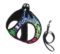 Peau de Jaguar Arc-en-Ciel,Harnais pour Animaux de Compagnie, Harnais réfléchissant réglable pour Chien,S