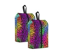 Peau de Jaguar Arc-en-Ciel， Lot de 2 Sacs à Chaussures de Voyage, Sacs de Rangement imperméables, Organisateur de Chaussures pour Les Voyages et la Maison