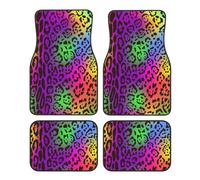Peau de Jaguar Arc-en-Ciel,Lot de 4 Tapis de Sol pour Voiture, Tapis de Sol antidérapants pour véhicule