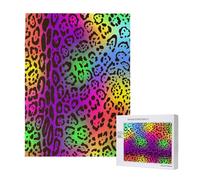 Peau de Jaguar Arc-en-Ciel,Puzzle Familial en Bois de 500 pièces pour Adultes et Adolescents