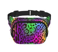 Peau de Jaguar Arc-en-Ciel,Sac Banane carré Double Couche, Sac de Poitrine