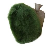 Peau de mouton - BOUILLOTTE SET 2,0 L douillé Cache-Bouteille d'eau chaude + Caoutchouc bouteille - Vert Mousse