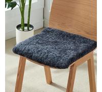 Peau De Mouton Coussin De Siège, Laine Courte Tapis De Chaise Voiture Super Douce Coussin De Chaise Tapis Antidérapant en Laine Naturelle (Dark Grey,Square 40 * 40cm(15.7 * 15.7 inch))