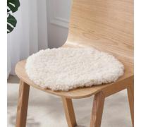 Peau De Mouton Coussin De Siège, Laine Courte Tapis De Chaise Voiture Super Douce Coussin De Chaise Tapis Antidérapant en Laine Naturelle (Beige,Circular Diameter 35cm(13.7 inch))